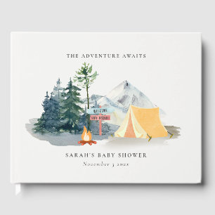 Rustic Pine Woods Camping Mountain Baby Shower Guest Book