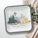 Rustic Pine Woods Camping Mountain Baby Shower Paper Plate<br><div class="desc">For any further customisation or any other matching items,  please feel free to contact me at yellowfebstudio@gmail.com</div>