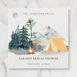 Rustic Pine Woods Camping Mountain Bridal Shower Favour Tags