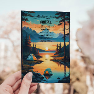 Rustic Pine Woods Camping Mountain Bridal Shower Invitation