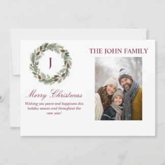 Rustic Pine Wreath Christmas Invitation