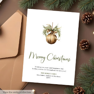 Rustic Pine Wreath Script Font Christmas Greeting  Holiday Card