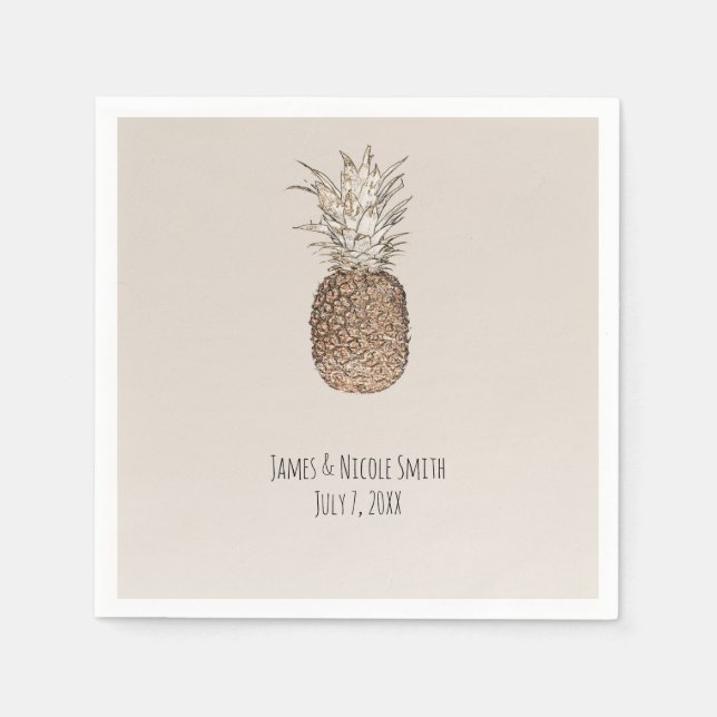 Rustic Pineapple Tropical Hawaiian Wedding Napkin (Front)