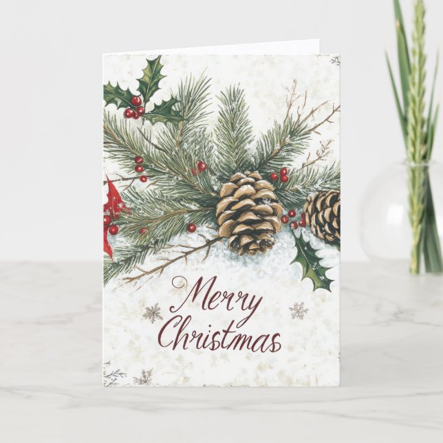 Rustic Pinecone Christmas Card (Front)