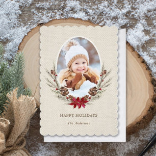 Rustic Pinecone Christmas Holiday Photo Card