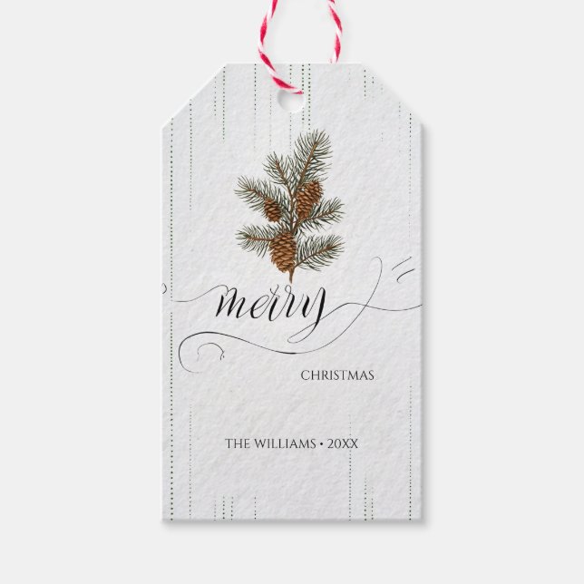 Rustic Pinecone Merry Christmas Tag (Front)