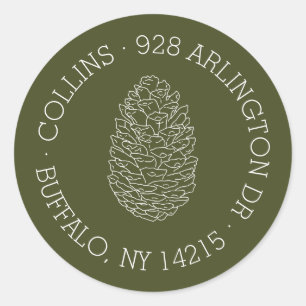 Rustic Pinecone Round Return Address Label