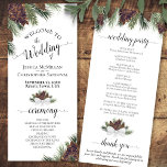 Rustic Pinecones and Pine Branches Elegant Wedding Program<br><div class="desc">This wedding program is simple, elegant, rustic, and beautiful. It features a hand painted watercolor design with sprigs of pine branches and pinecones. The typography features lacy script calligraphy offering an air of elegance and sophistication while still being down to earth and homey. Has room for the ceremony details as...</div>