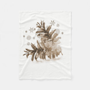 Rustic Pinecones in the Snow Fleece Blanket