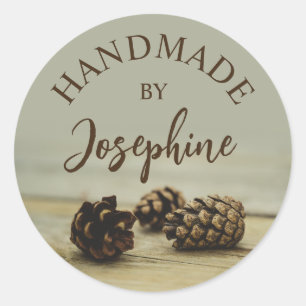 Rustic Pinecones Nature Photo Handmade By Classic Round Sticker