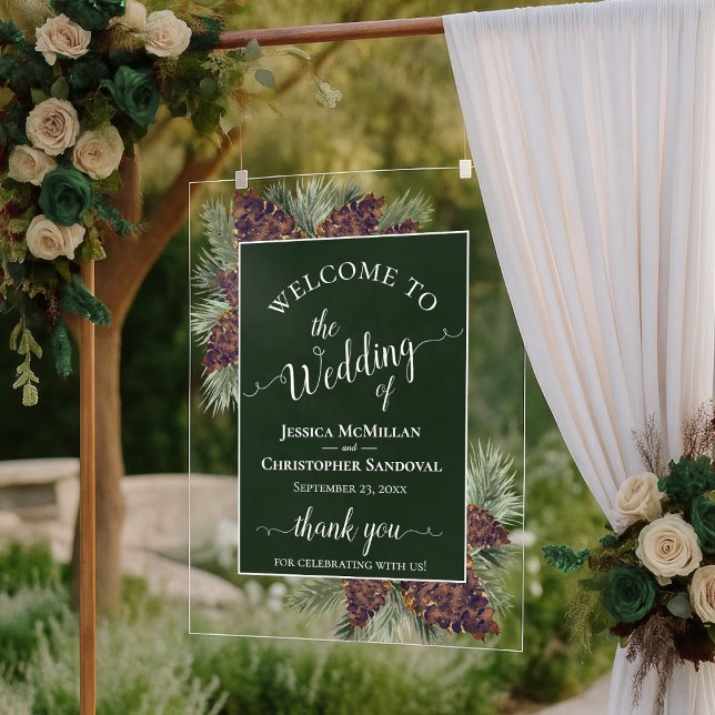 Rustic Pinecones & Pine Branches Wedding Welcome (Créateur téléchargé)