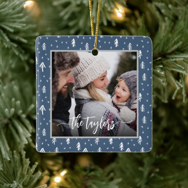 Rustic Pines Family Christmas Ceramic Ornament (Tree)