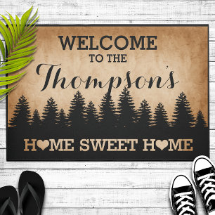 Rustic Pines Personalized (brown) Welcome Doormat