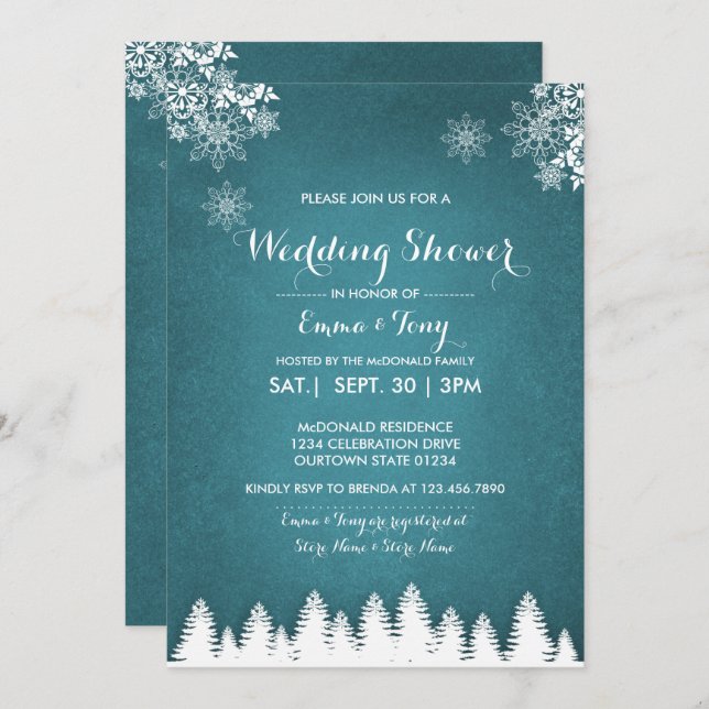 Rustic Pines Winter Wedding Shower Invitation (Front/Back)