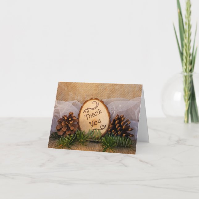 Rustic Pines Woodland Wedding Thank You (Front)