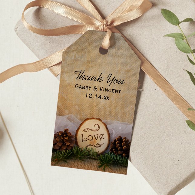 Rustic Pines Woodland Wedding Thank You Favour Tag (Creator Uploaded)