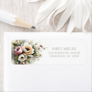 Rustic Pink and Orange Floral Return Address Label