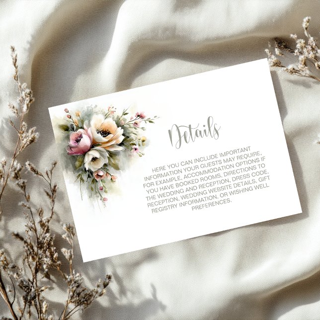 Rustic Pink and Orange Floral Wedding Details Enclosure Card (Creator Uploaded)