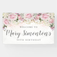 Rustic Pink and White Floral 90th Birthday