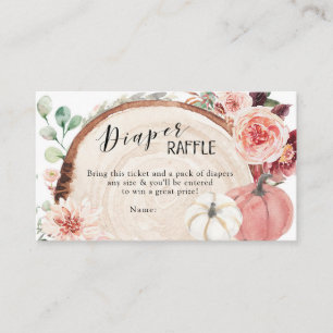 Rustic Pink and White Pumpkin Diaper Raffle Enclosure Card