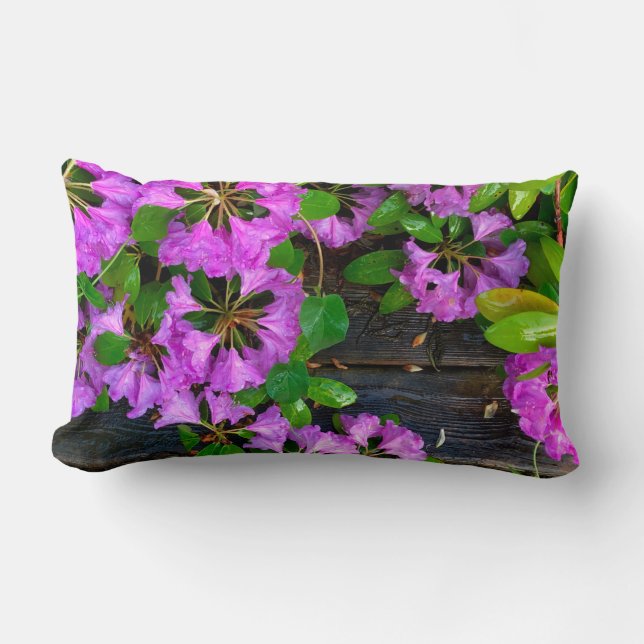 Rustic Pink Azaleas Lumbar Pillow (Front)