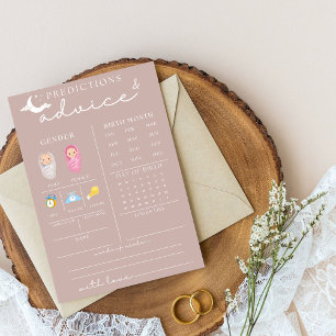 Rustic pink Baby Shower Advice &Predictions Card