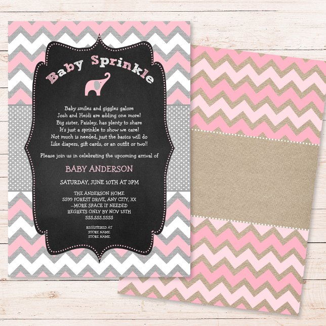 Rustic Pink Baby Sprinkle Invite, girl baby shower Invitation (Creator Uploaded)