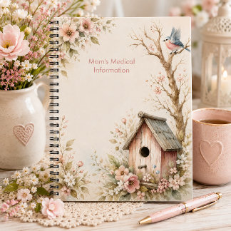 Rustic Pink Birdhouse Medical Information | Notebook
