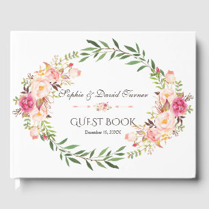 Rustic Pink Blush Floral Bloom Wedding Details Guest Book