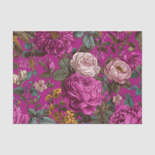 Rustic Pink Bold Botanical Vintage Boho Floral Tissue Paper