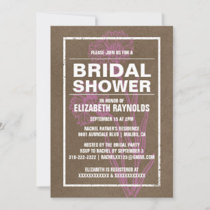 Rustic Pink & Brown Bridal Shower Invitations