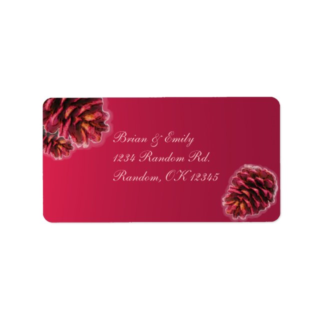 Rustic pink brown pine cone custom address labels (Front)