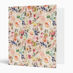 Rustic pink brown vintage ivory country floral binder