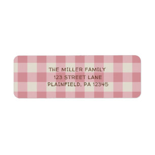 Rustic Pink Buffalo Plaid Return Address Label