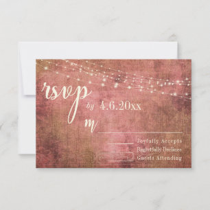 Rustic Pink & Burlap Vintage w/ Lights, RSVP Card