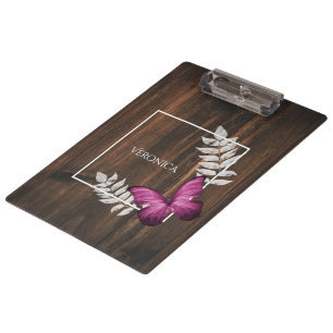 Rustic Pink Butterfly Clipboard