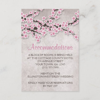 Rustic Pink Cherry Blossom Accommodations Cards