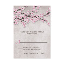 Rustic Pink Cherry Blossom RSVP Cards