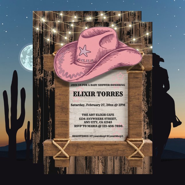 Rustic Pink Cowgirl Hat Baby Shower  Invitation (Creator Uploaded)