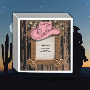 Rustic Pink Cowgirl Hat Baby Shower  Napkin