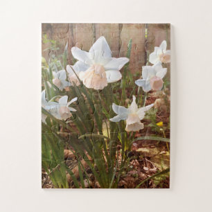 Rustic Pink Cup Daffodil Flower Photograph Jigsaw Puzzle