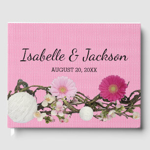Rustic Pink Daisy Boho Chic Personalized Guest Book