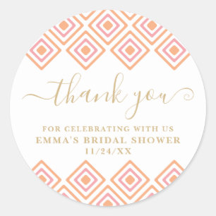 Rustic Pink Diamond Thank You Sticker
