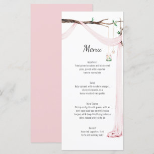 Rustic Pink Drape Tree Branch Wedding Menu