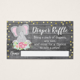 Rustic Pink Elephant Baby Shower Diaper Raffle