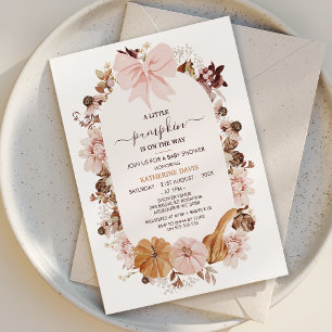 Rustic Pink Fall Little Pumpkin Baby Shower  Invitation