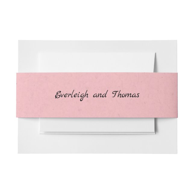 Rustic Pink Faux Kraft Cardboard Belly Band Invitation Belly Band (Front Example)