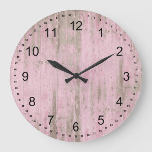Rustic Pink Faux Wood Large Clock
