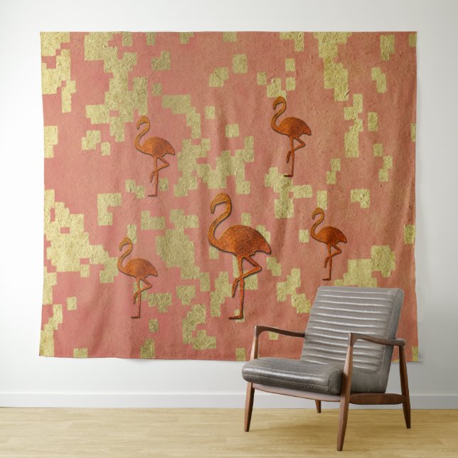 Rustic Pink Flamingos Tapestry (In Situ (Horizontal))
