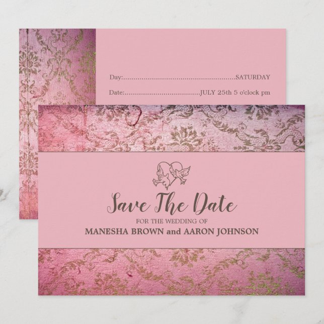 RUSTIC PINK - Flat Save The Date Card (Front/Back)